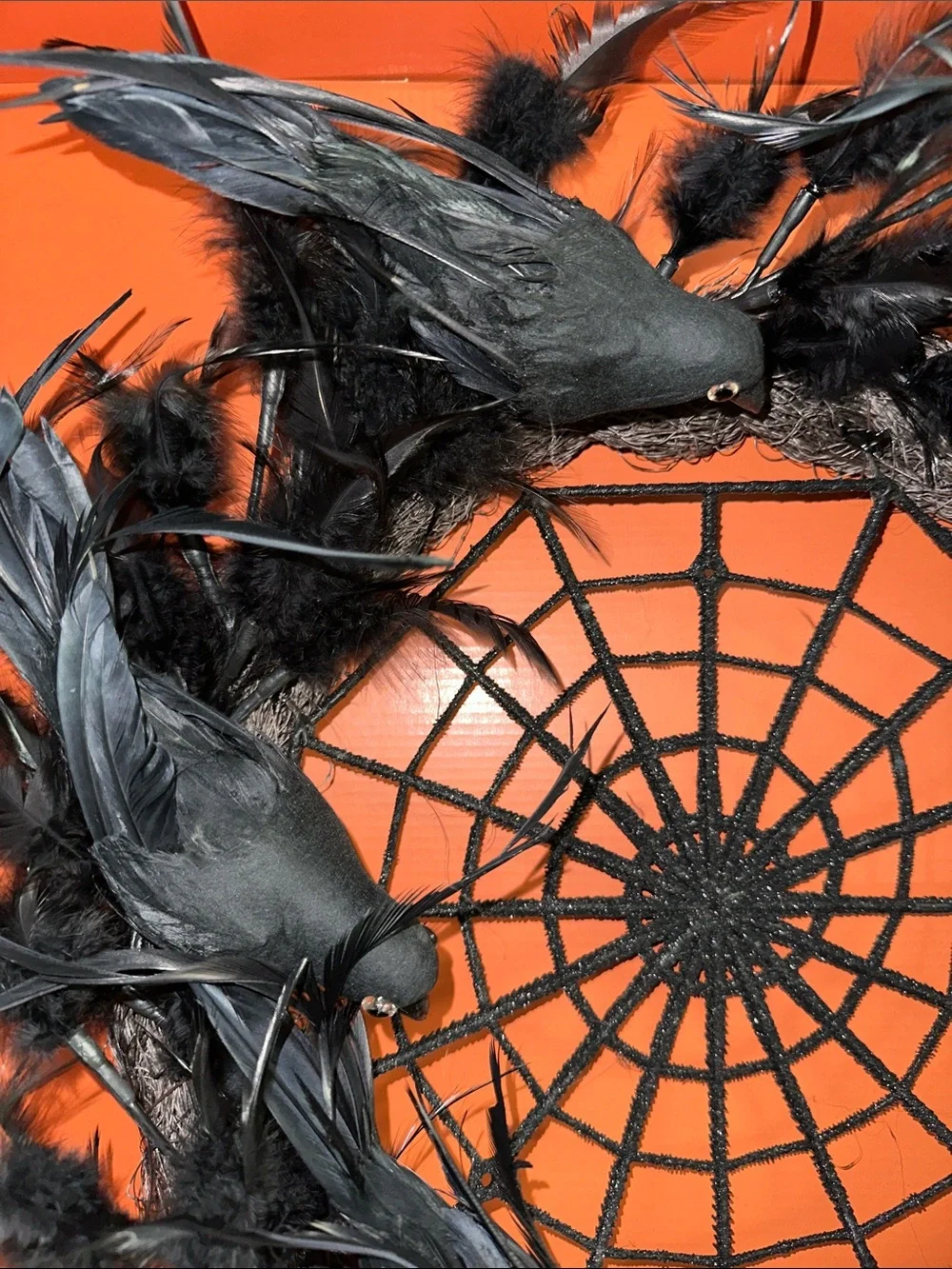 Black Crow Feather Halloween Wreath - Brand